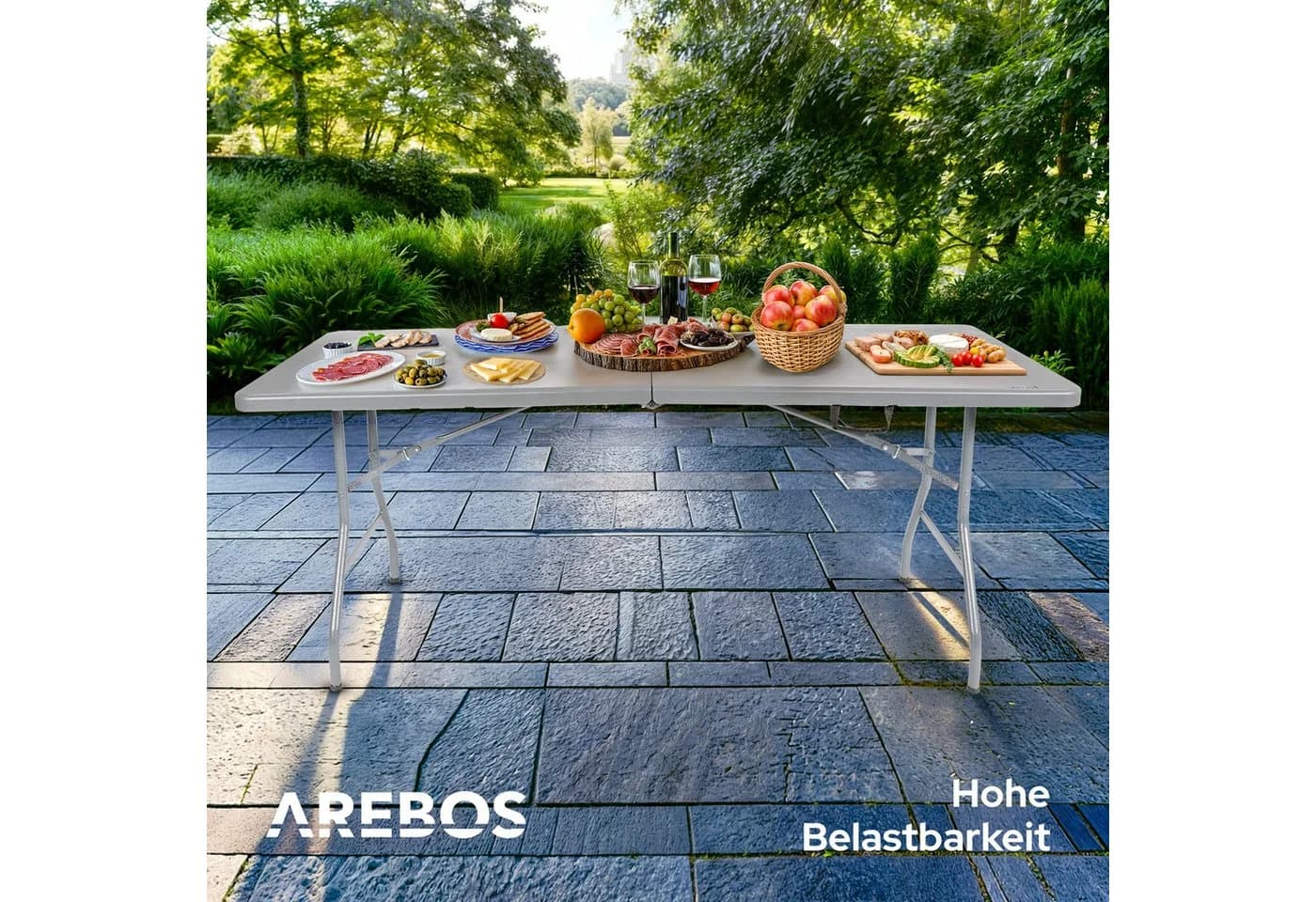 Arebos Klapptisch Anthrazit 182 cm Klappbar für Garten Camping - Bild 5