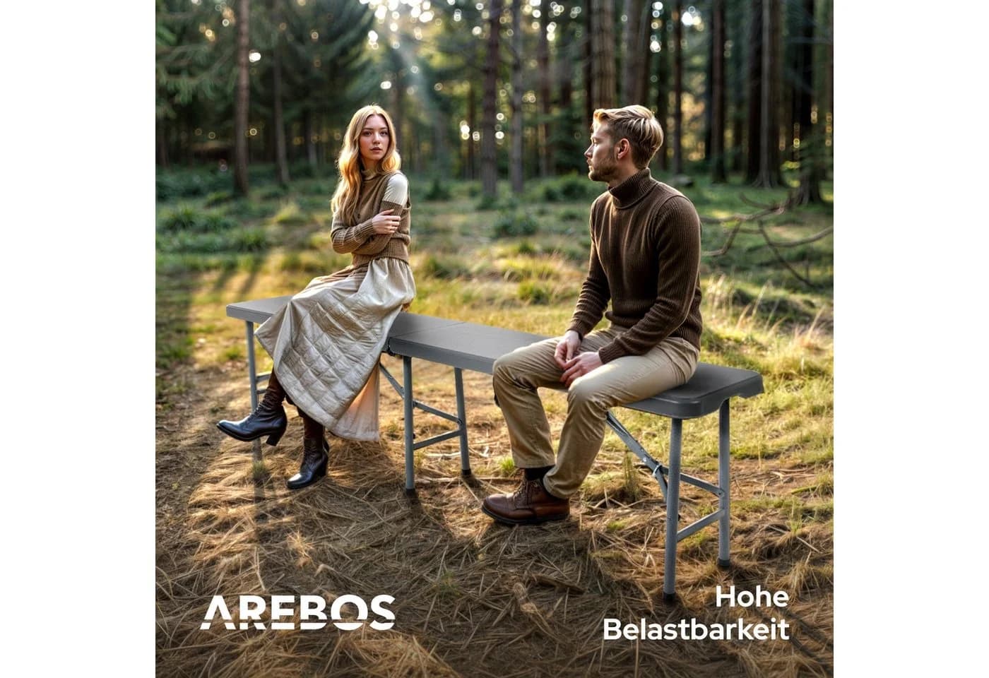 AREBOS Bierzeltgarnitur 2x Klappbank Anthrazit Wetterfest - Bild 5