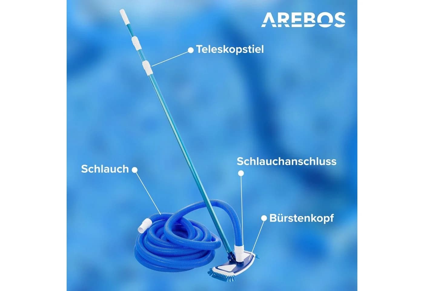 AREBOS Pool-Bodenreinigungsset mit Teleskopstange und 11m Schlauch - Bild 3