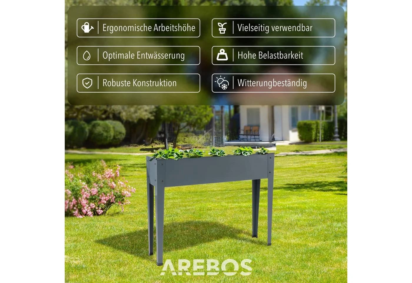 Arebos Hochbeet Metall 45 L Wetterfest für Kräuter & Gemüse - Bild 3