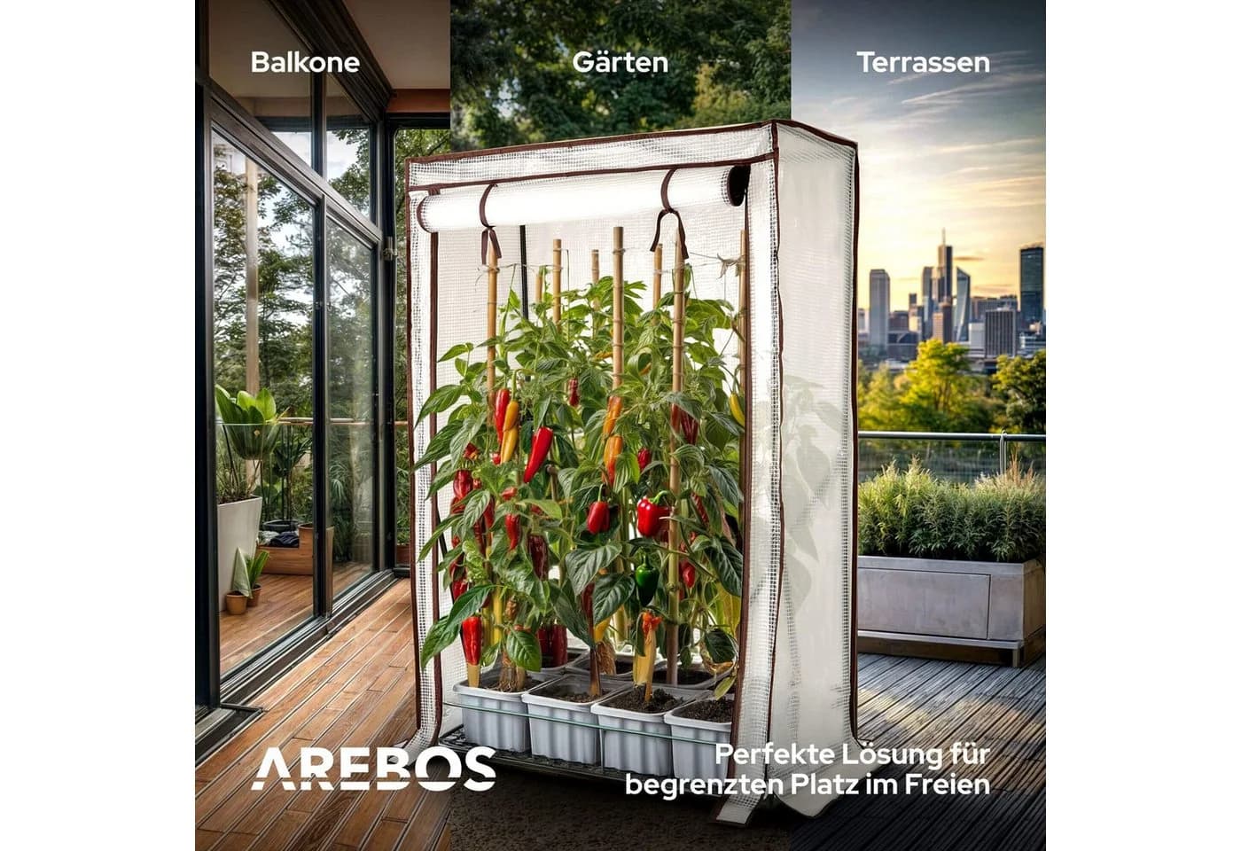 Arebos Tomatengewächshaus mit UV-beständigem PE-Film und Stahlrahmen - Bild 4