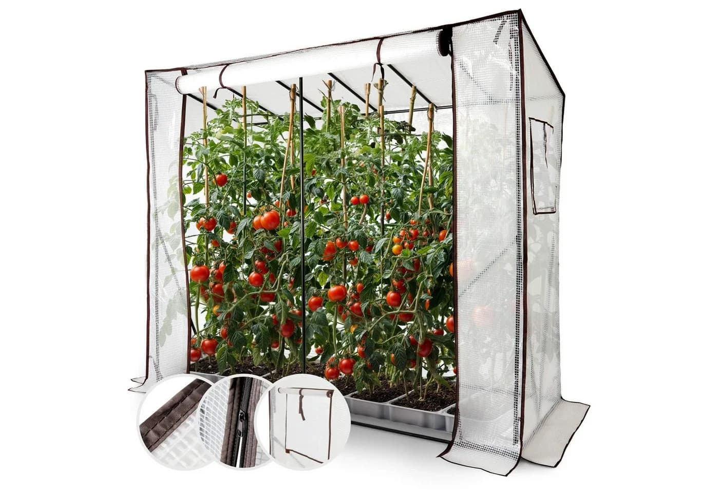 Arebos Tomatengewächshaus 200x77x170 cm mit 2 Netzfenstern & Rolltür - Bild 2