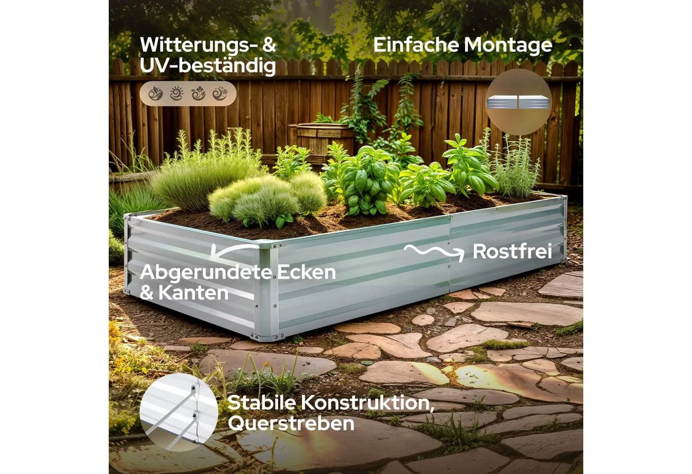 Arebos Hochbeet Metall 2er Set Gartenbeet Pflanzbeet - Bild 3
