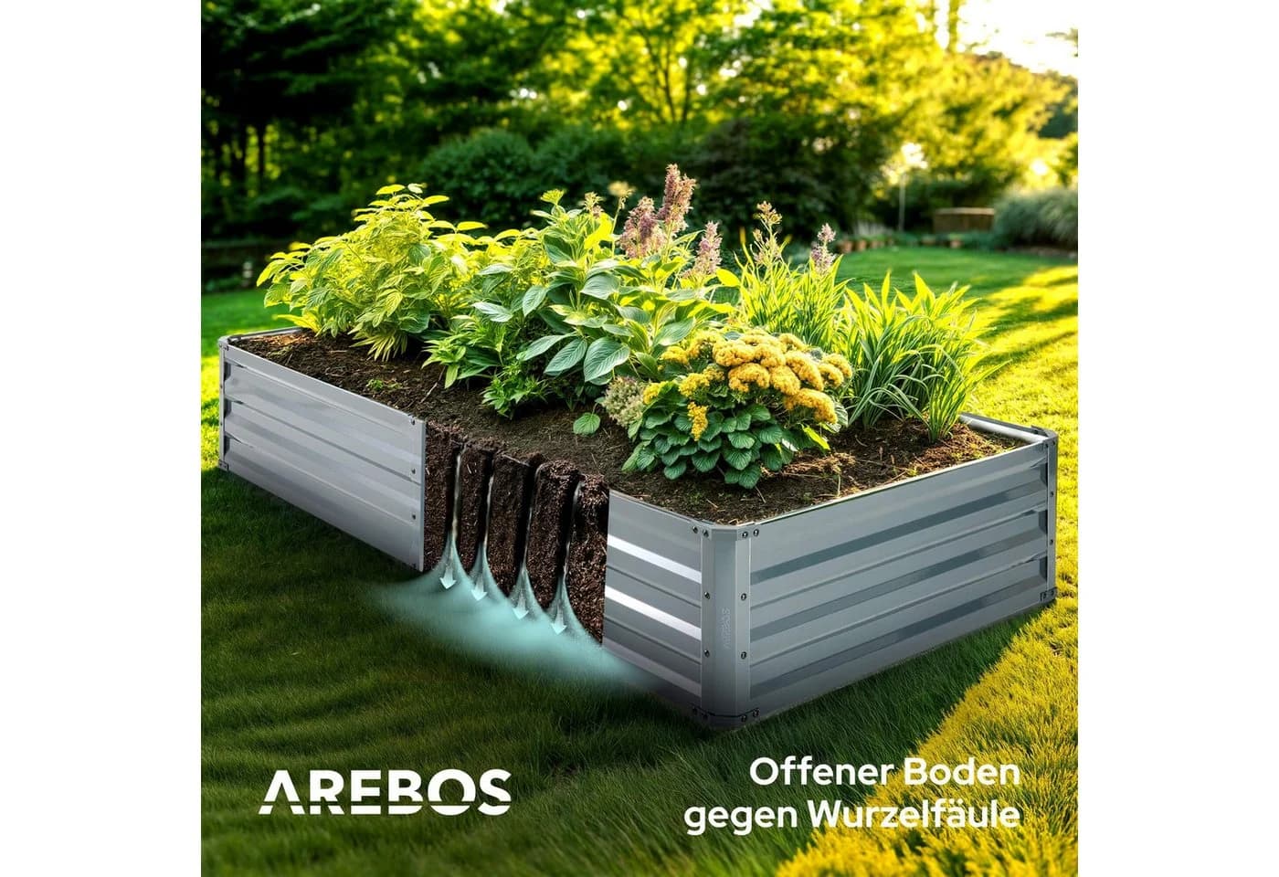 Arebos Hochbeet Metall 2er Set Gartenbeet Pflanzbeet - Bild 4