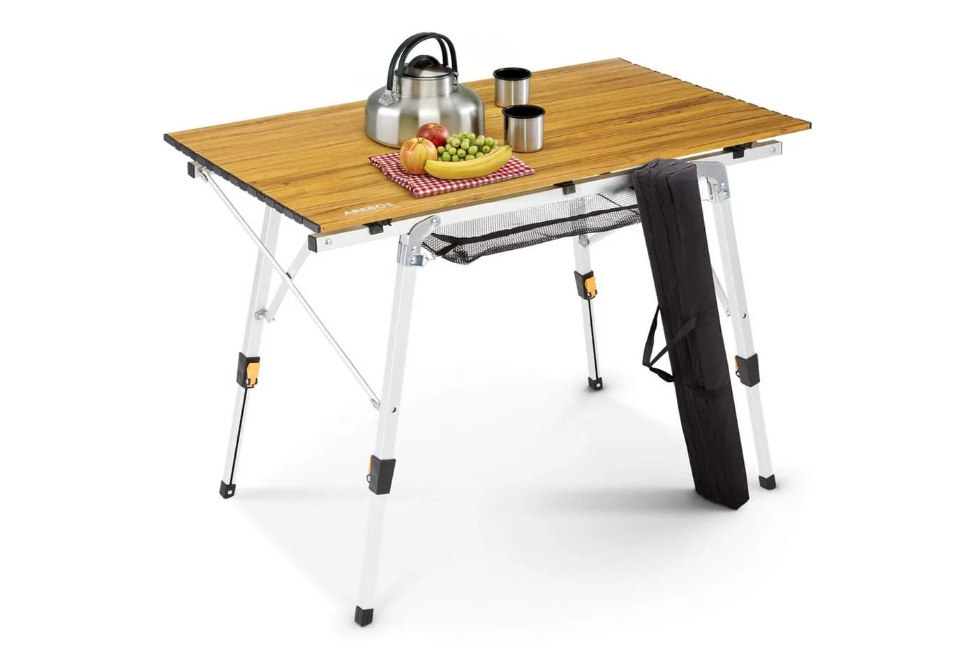 AREBOS Faltbarer Campingtisch Aluminium Braun Silber - Bild 2