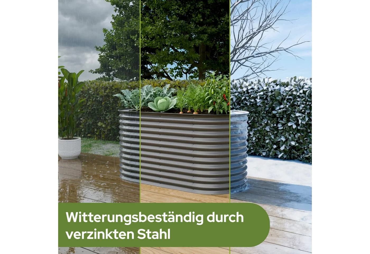 Arebos Hochbeet Metall Oval 160x80x78cm Gartenbeet für Gemüse, Kräuter & Blumen 780L - Bild 4
