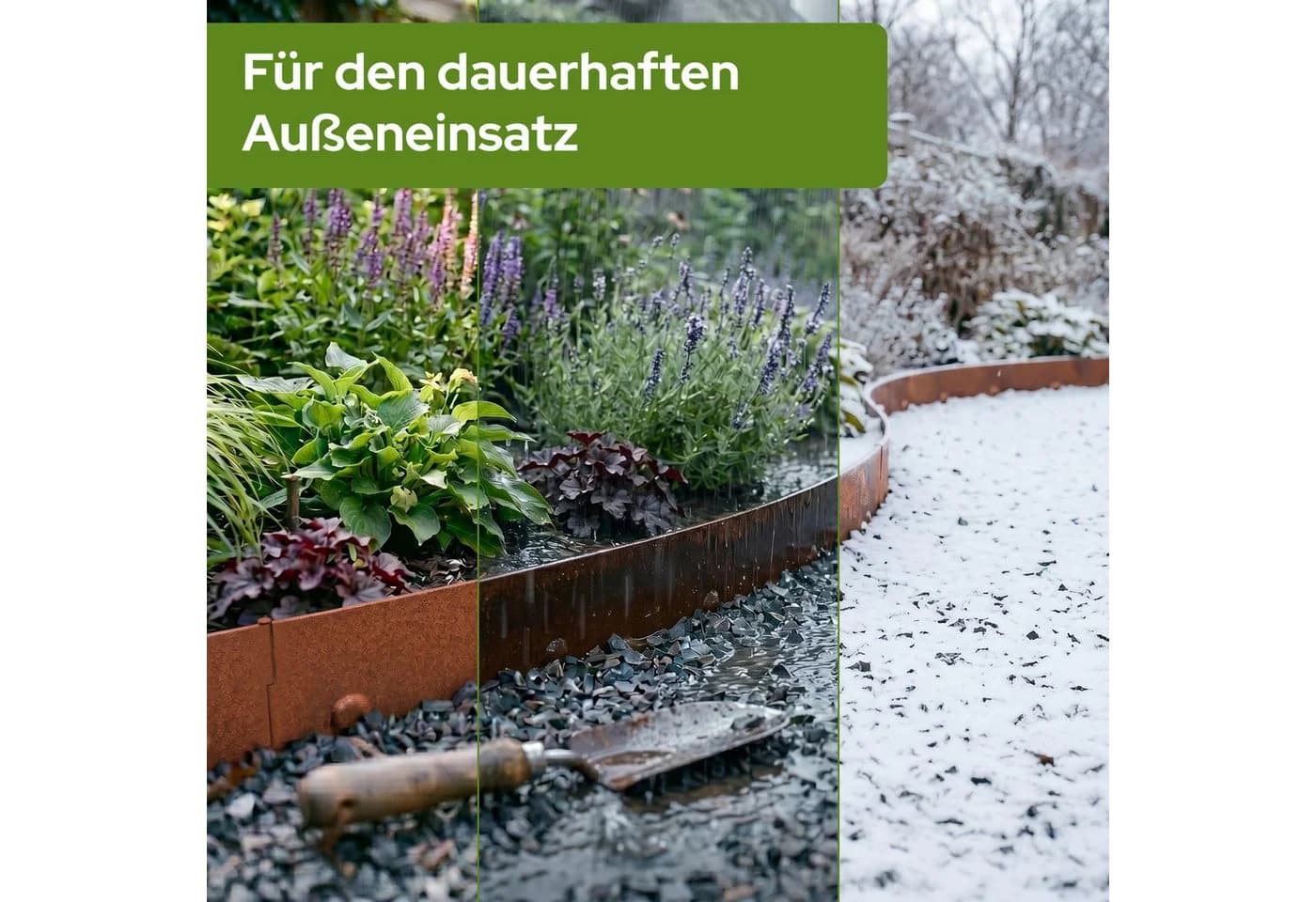 Arebos Rasenkante Cortenstahl 15m Rostbraun flexible Beetbegrenzung - Bild 4