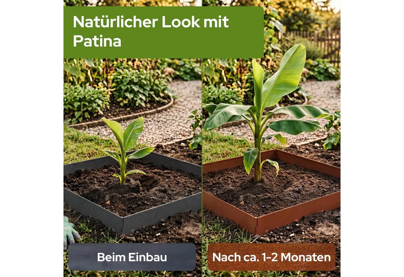 Arebos Rasenkante Cortenstahl 15m Rostbraun flexible Beetbegrenzung - Bild 5