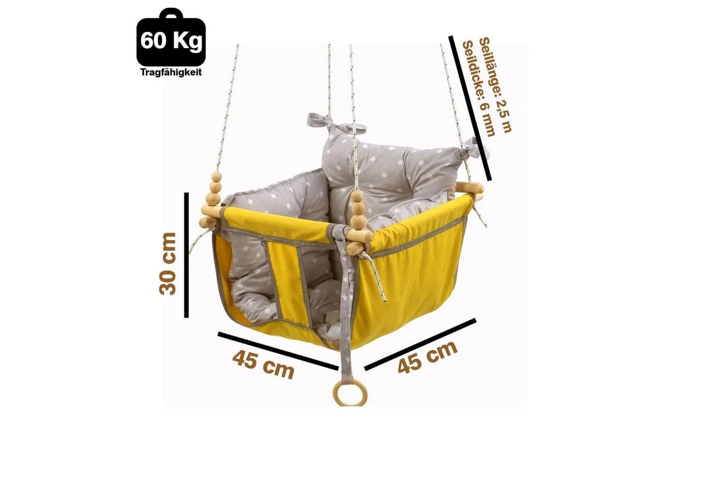 Jungengel Babyschaukelsitz Indoor Hängeschaukel 60kg Traglast