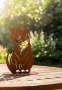 Ferrum Art Design Gartenfigur Katzenmutter Edelrost Metall Bild 4