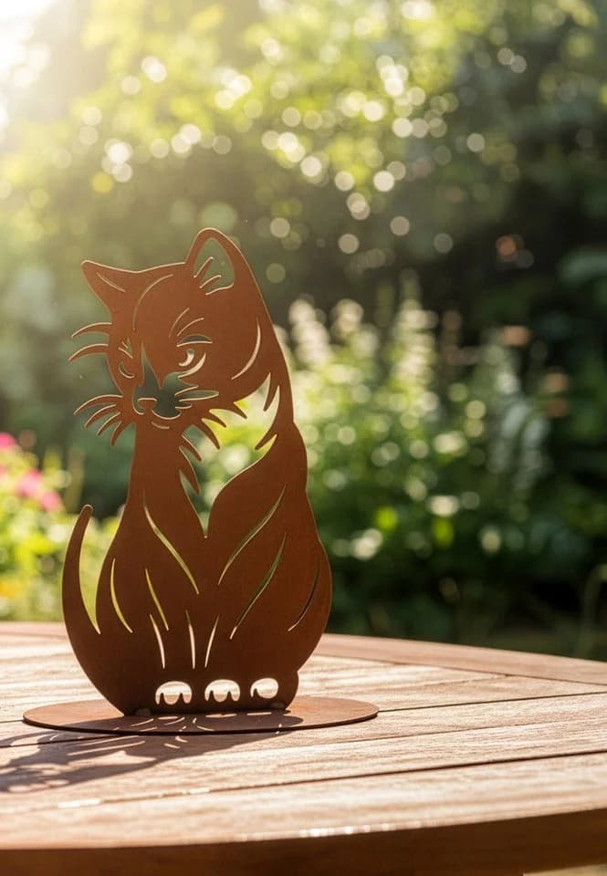 Ferrum Art Design Gartenfigur Katzenmutter Edelrost Metall - Bild 4