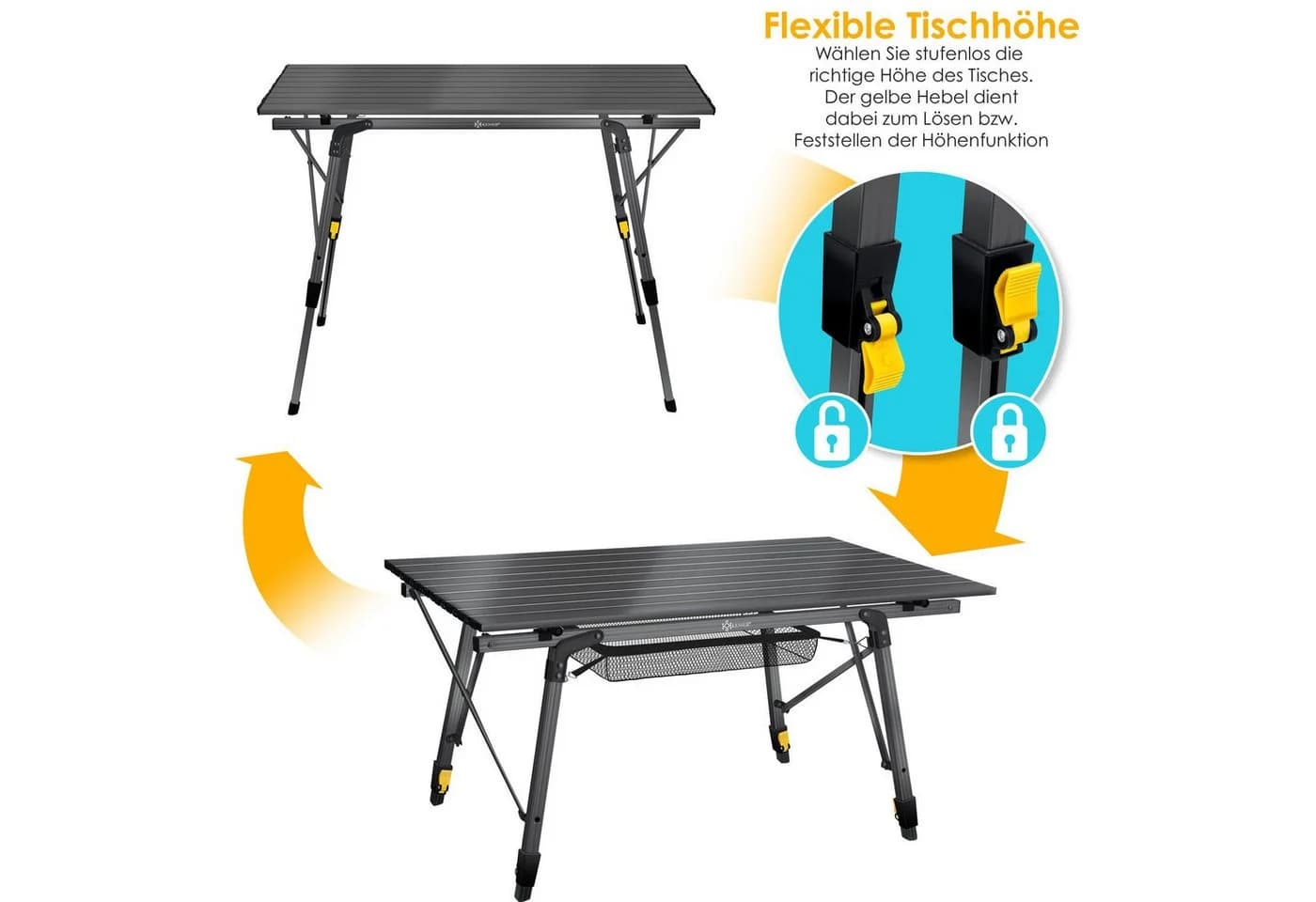 KESSER Campingtisch Klapptisch Faltbar Höhenverstellbar - Bild 4