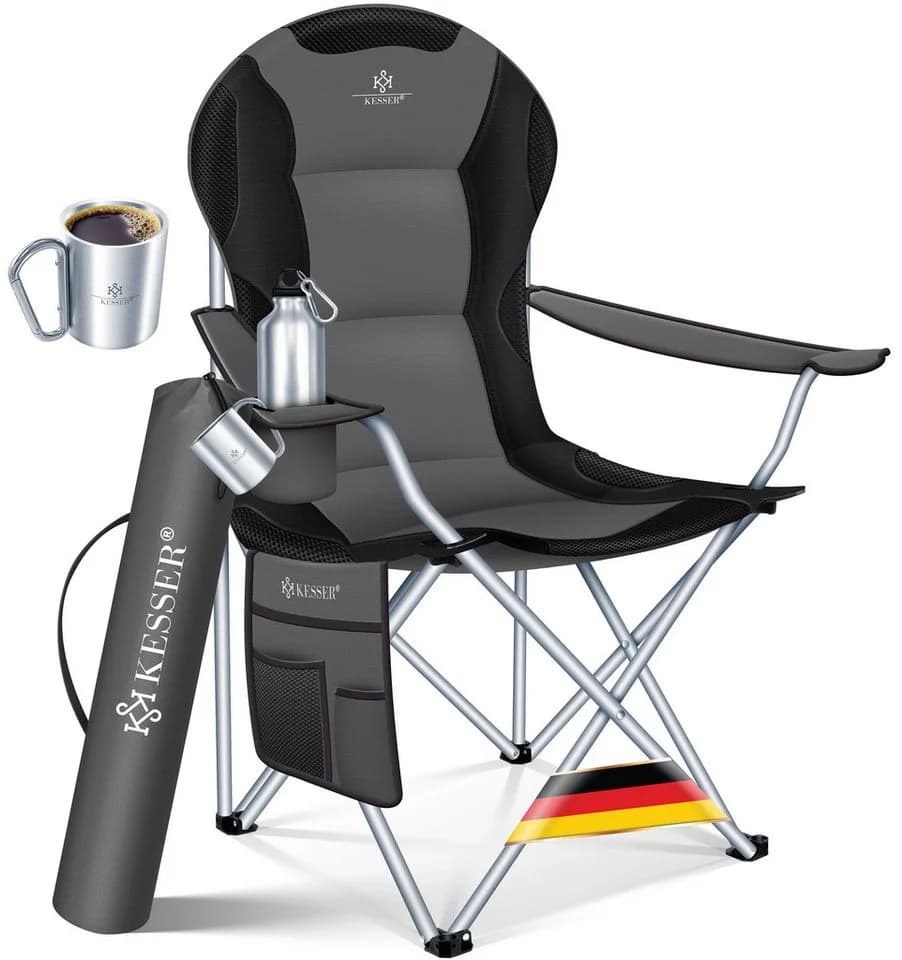 KESSER Campingstuhl Faltbar Anthrazit 150kg Tragkraft mit Taschen - Bild 3