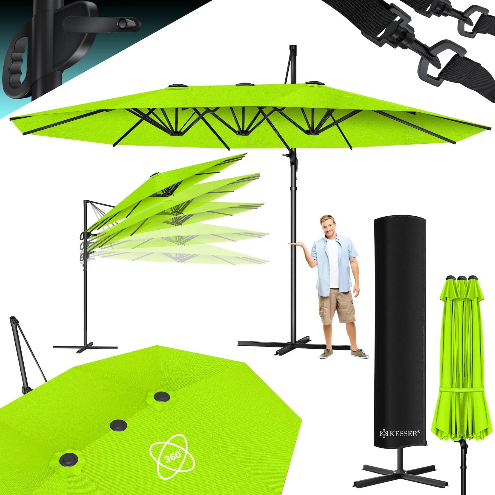 KESSER® Doppelsonnenschirm 4,6m x 2,7m Ampelschirm