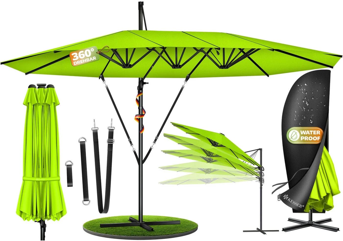 KESSER® Doppelsonnenschirm 4,6m x 2,7m Ampelschirm - Bild 3