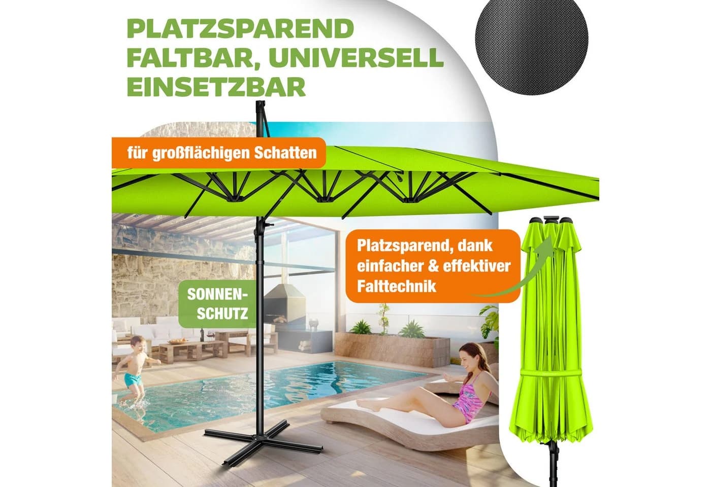 KESSER® Doppelsonnenschirm 4,6m x 2,7m Ampelschirm - Bild 5
