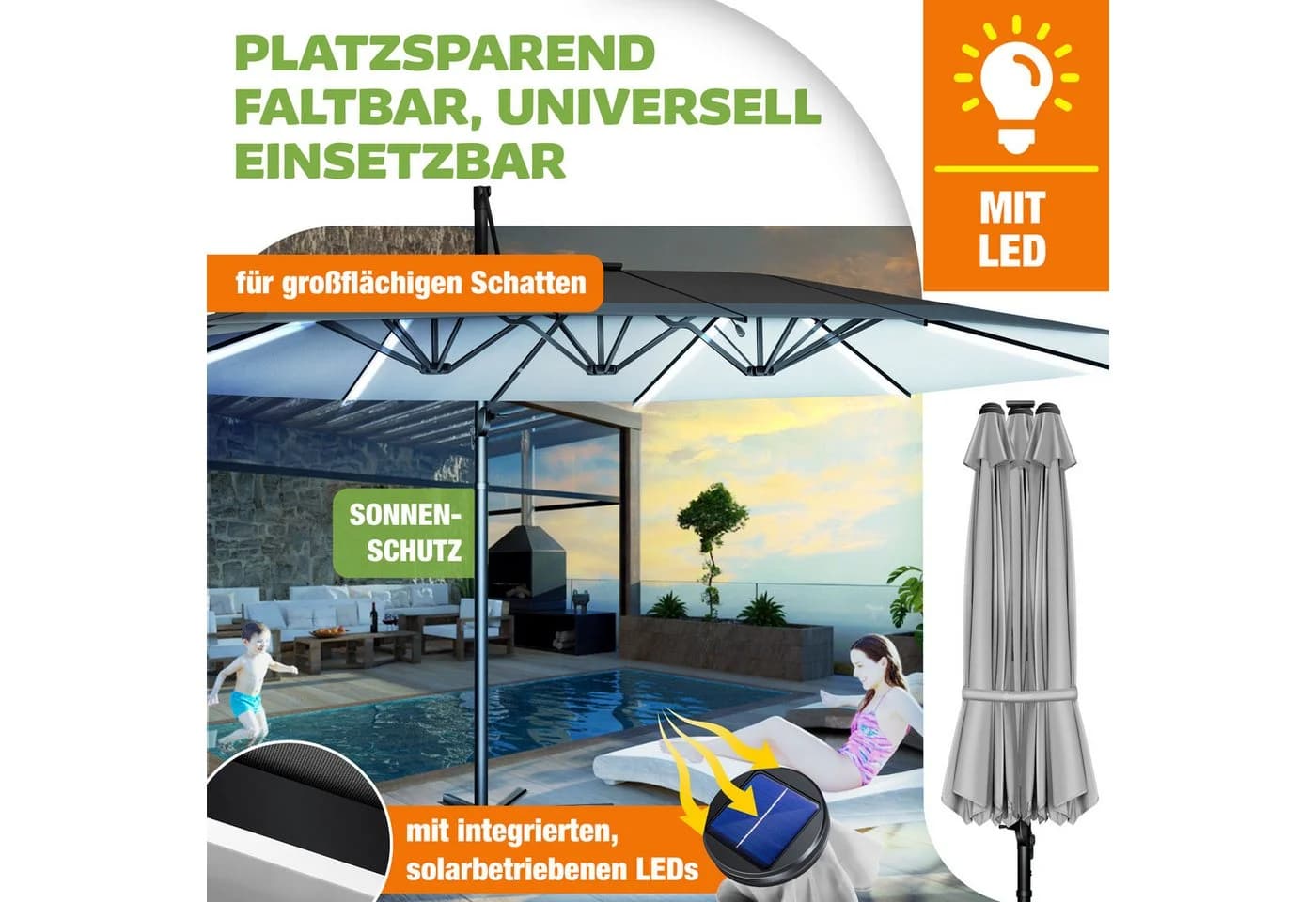 Neigbarer und kippbarer Sonnenschirm aus Aluminium - Bild 4