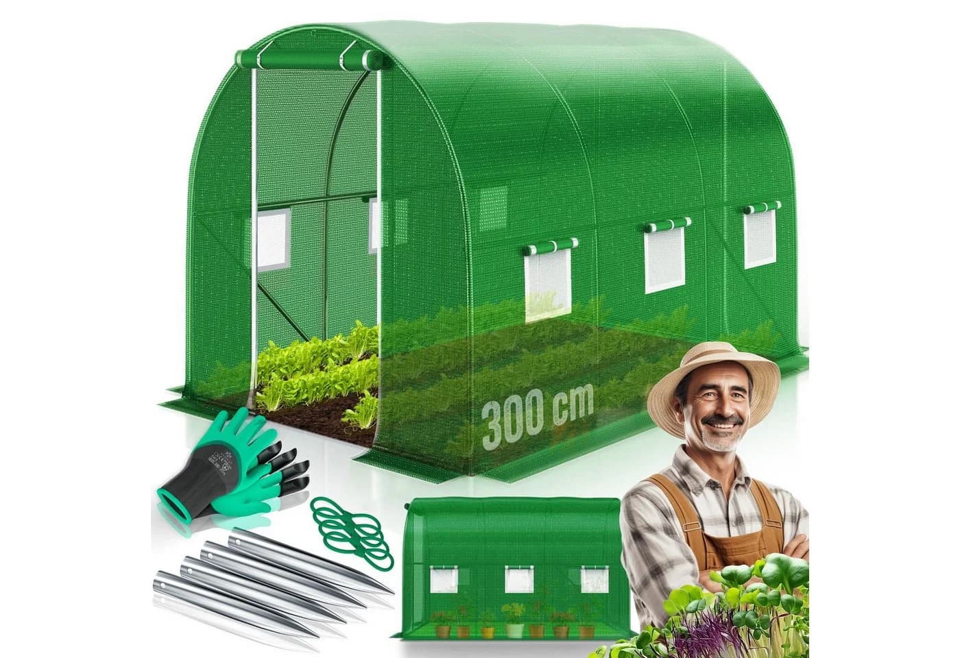 KESSER® Folien-Gewächshaus Stabil mit Fenstern und Moskitonetz - Bild 3