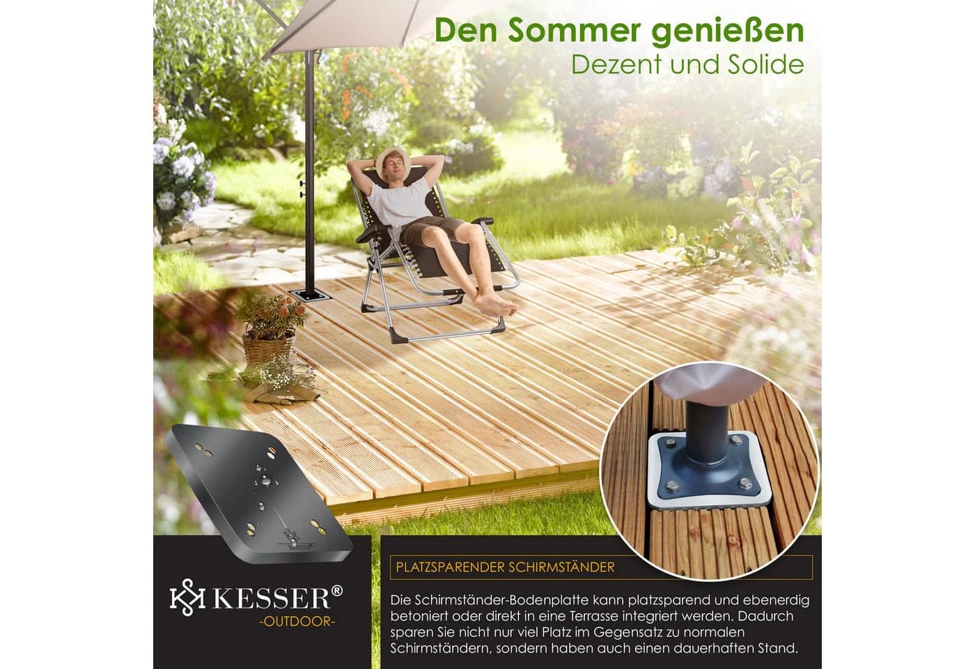 KESSER Schirmhalter Metall Universal Bodenplatte Sonnenschirmständer - Bild 3