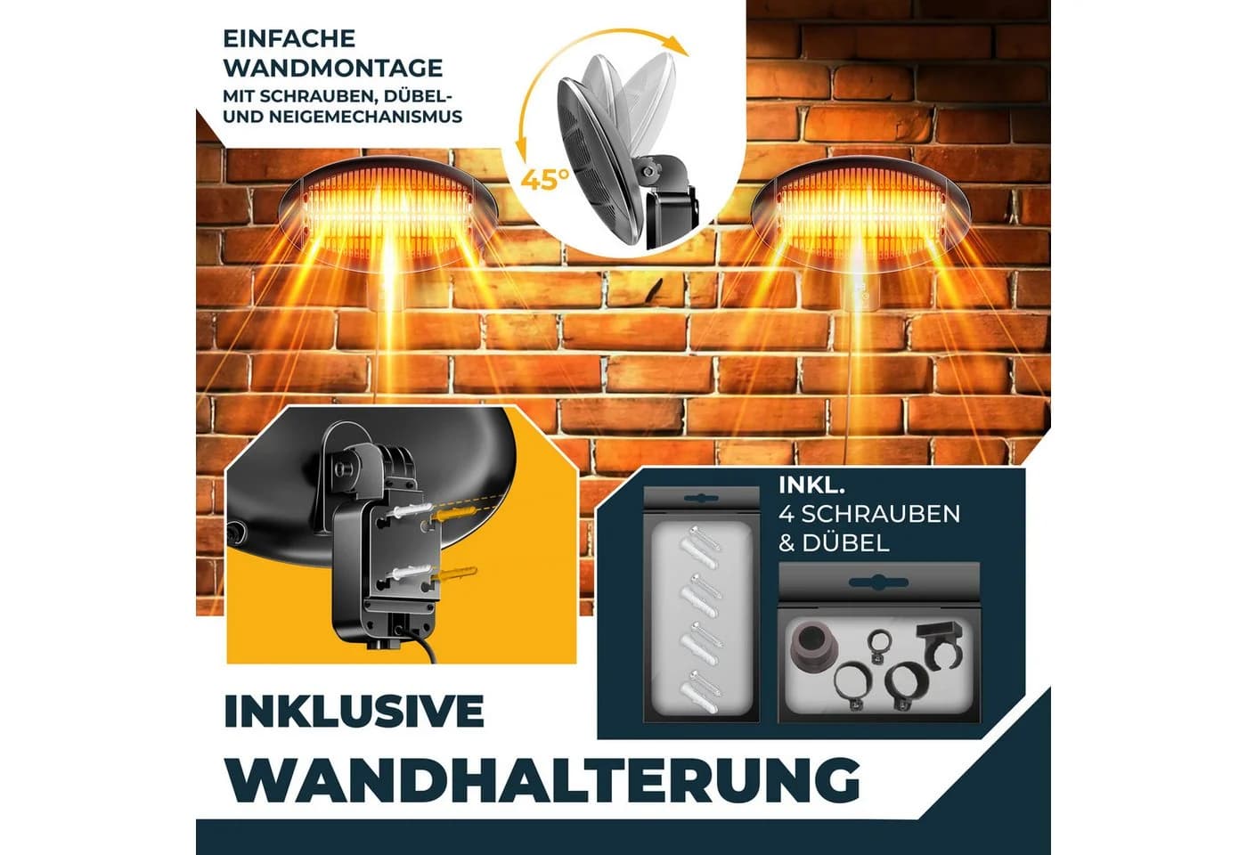 KESSER Terrassenstrahler Infrarot Schwarz WLAN Fernbedienung 2000W - Bild 3