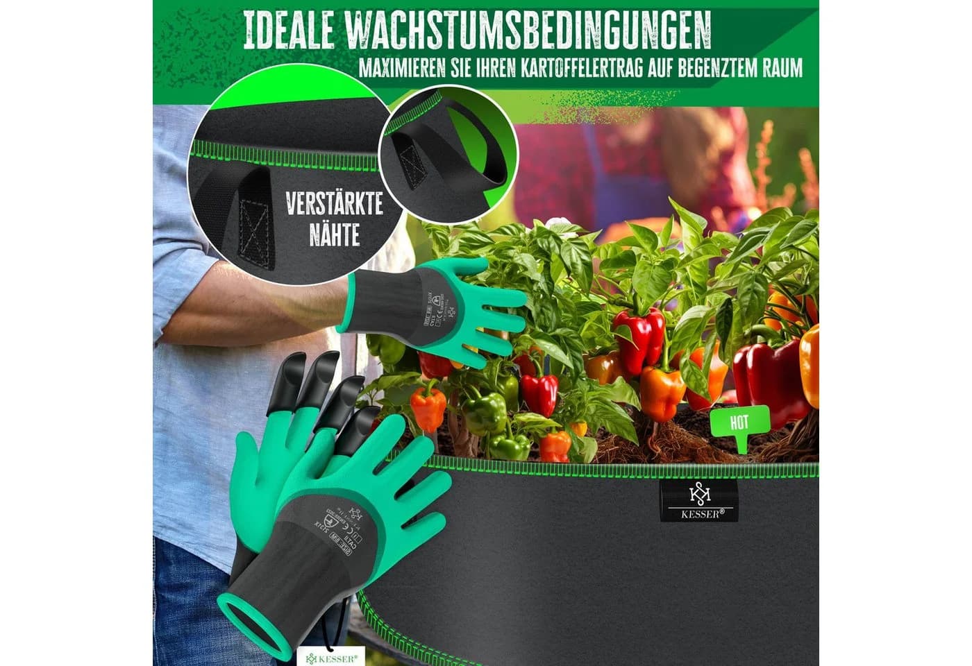 KESSER Pflanzkübel Schwarz Vlies mit Tragegriffen - Bild 5