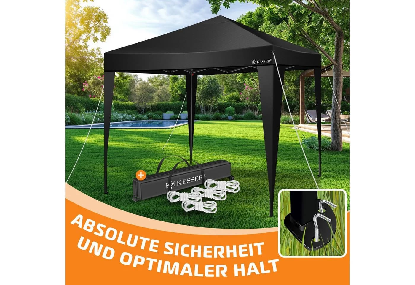 KESSER Pavillon 3x3m wasserdicht inkl. Tasche Pop-Up Klicksystem - Bild 3
