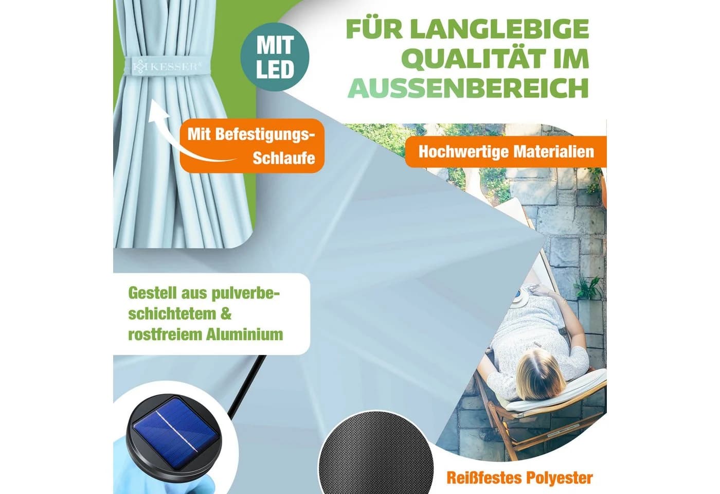 KESSER® Ampelschirm Holly Sonnenschirm Rechteckig - Bild 4
