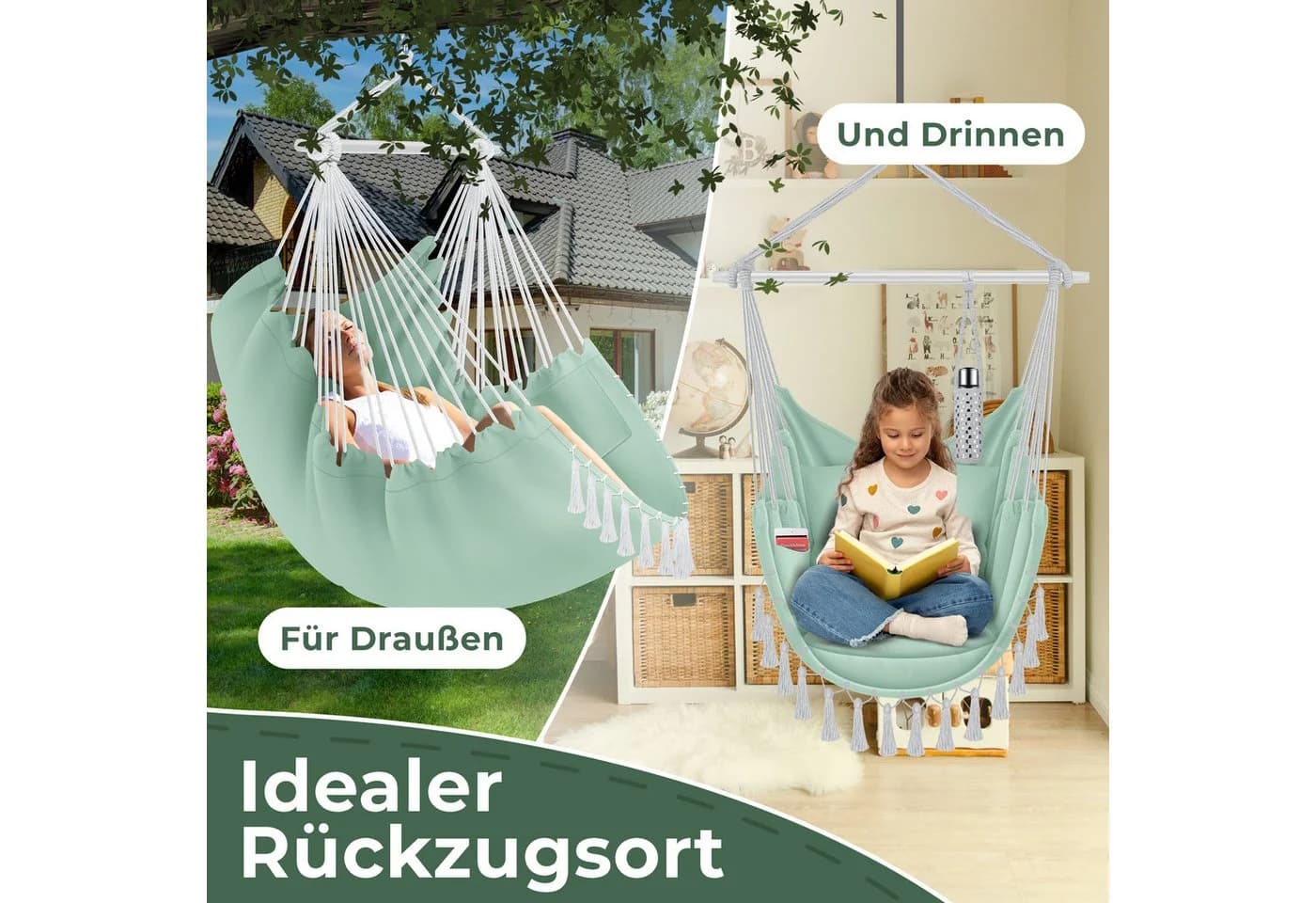 KESSER Hängesessel mit Kissen, Getränkehalter & Bücherfach bis 150kg - Bild 5