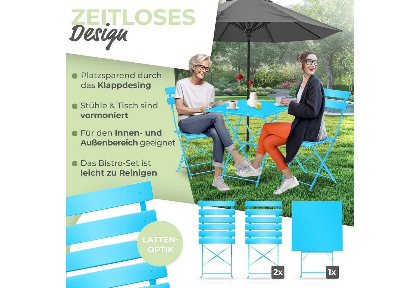 KESSER Bistrotisch 3-teiliges Bistroset Outdoor Sitzgruppe