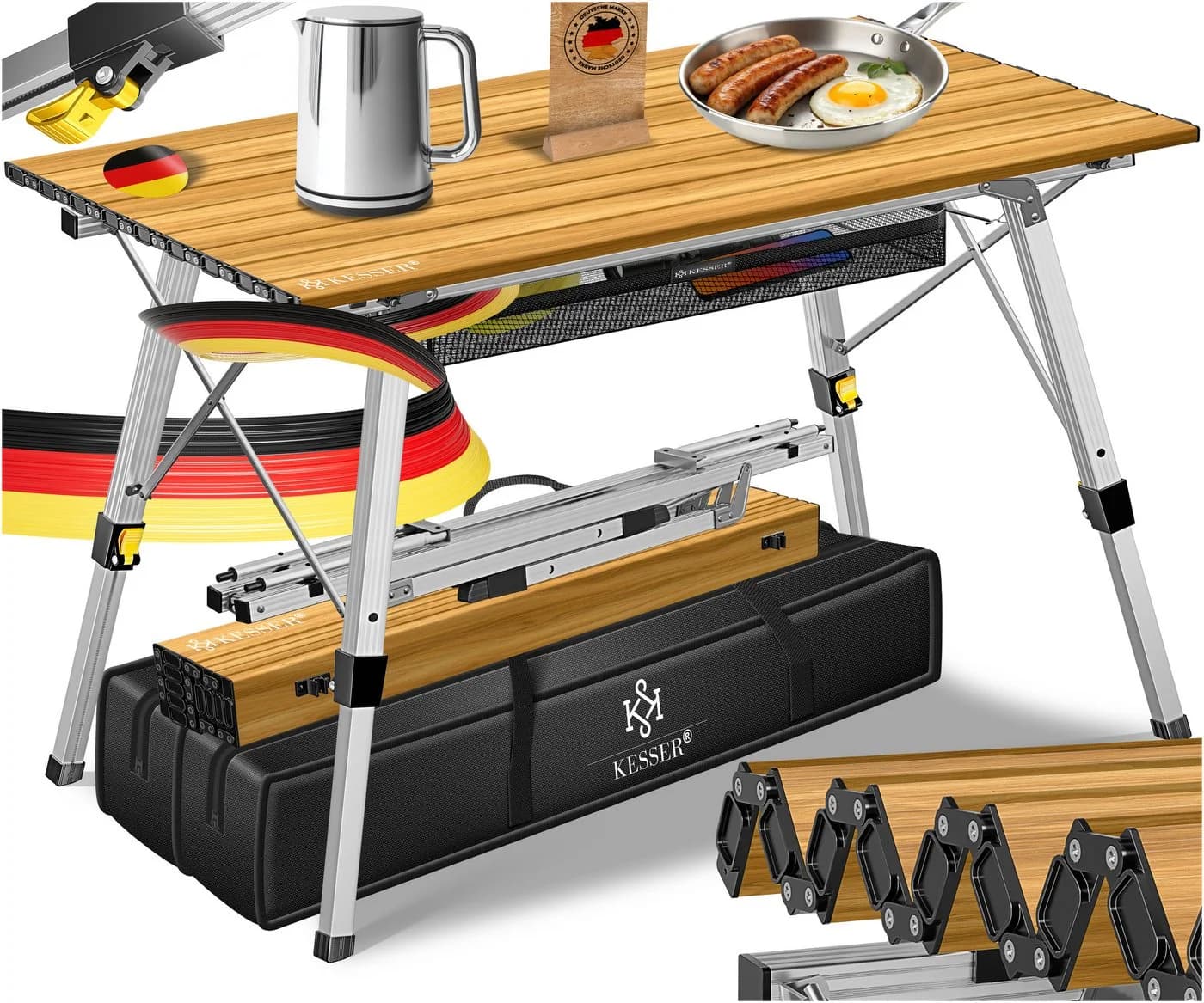 KESSER Campingtisch Faltbar Höhenverstellbar Aluminium Braun - Bild 3