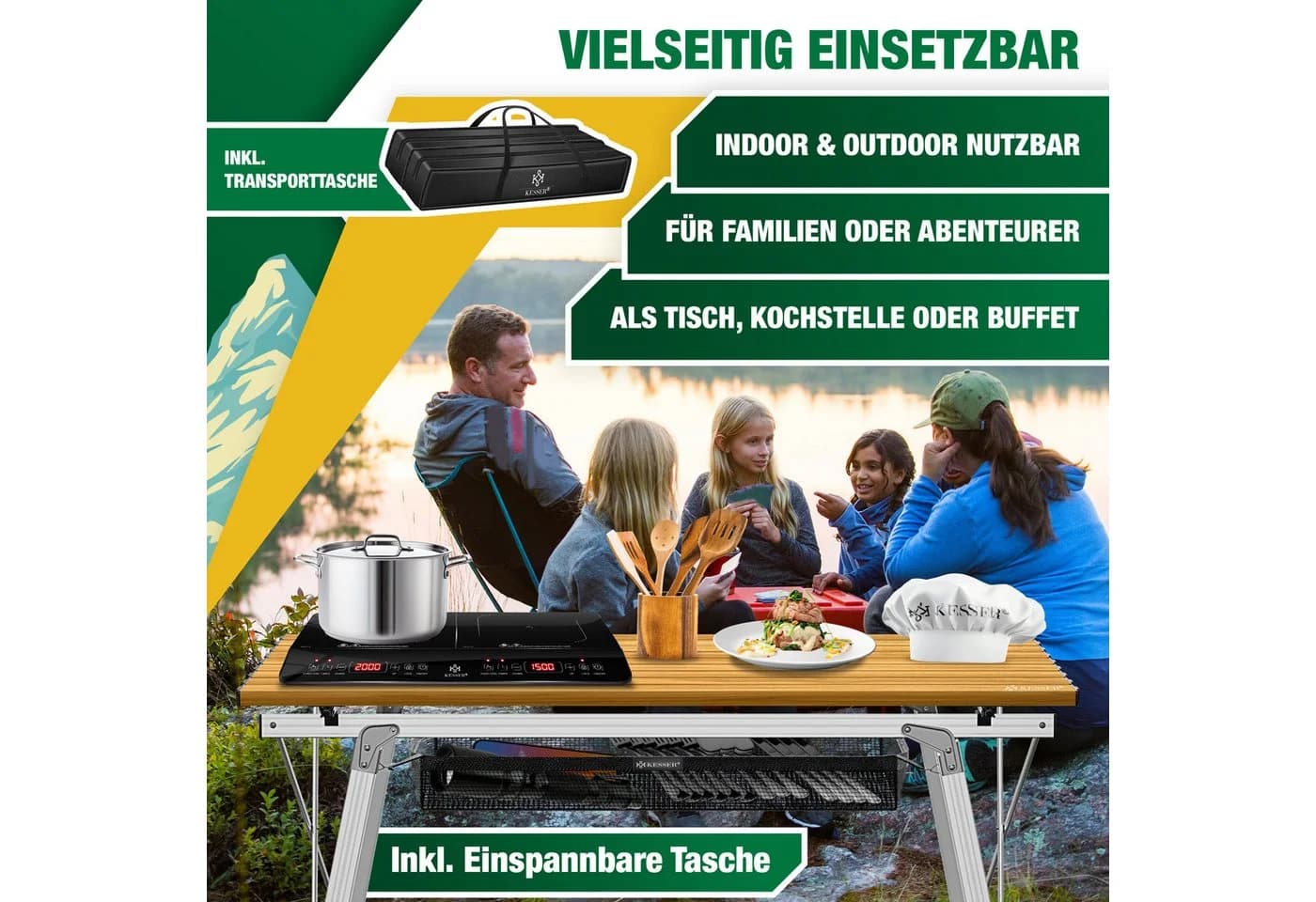 KESSER Campingtisch Faltbar Höhenverstellbar Aluminium Braun - Bild 4