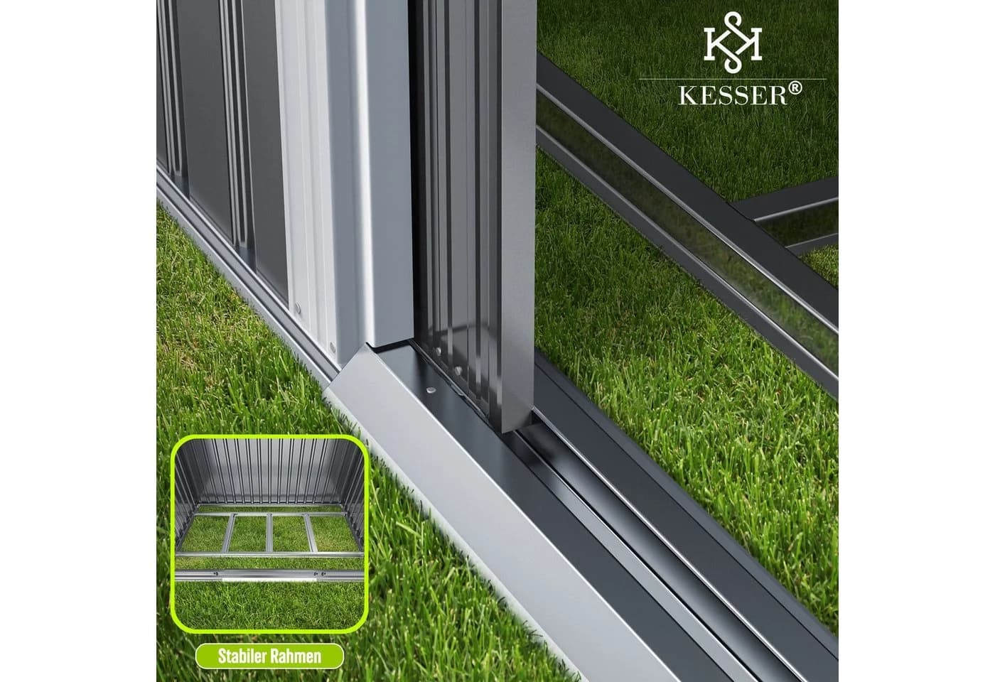 KESSER® XL Metall Gerätehaus 4,2m³ mit Fundament inkl. Arbeitshandschuhe - Bild 4