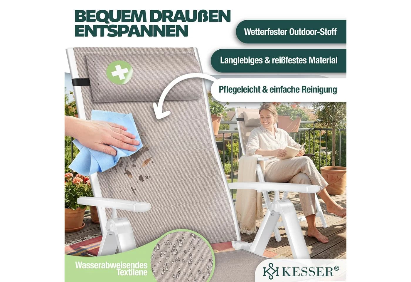 KESSER Gartenstuhl 4 St. Hochlehner Aluminium Klappstuhl - Bild 5
