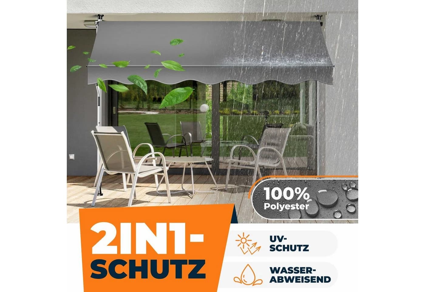 KESSER Klemmmarkise mit LED Grau UV-Schutz - Bild 4