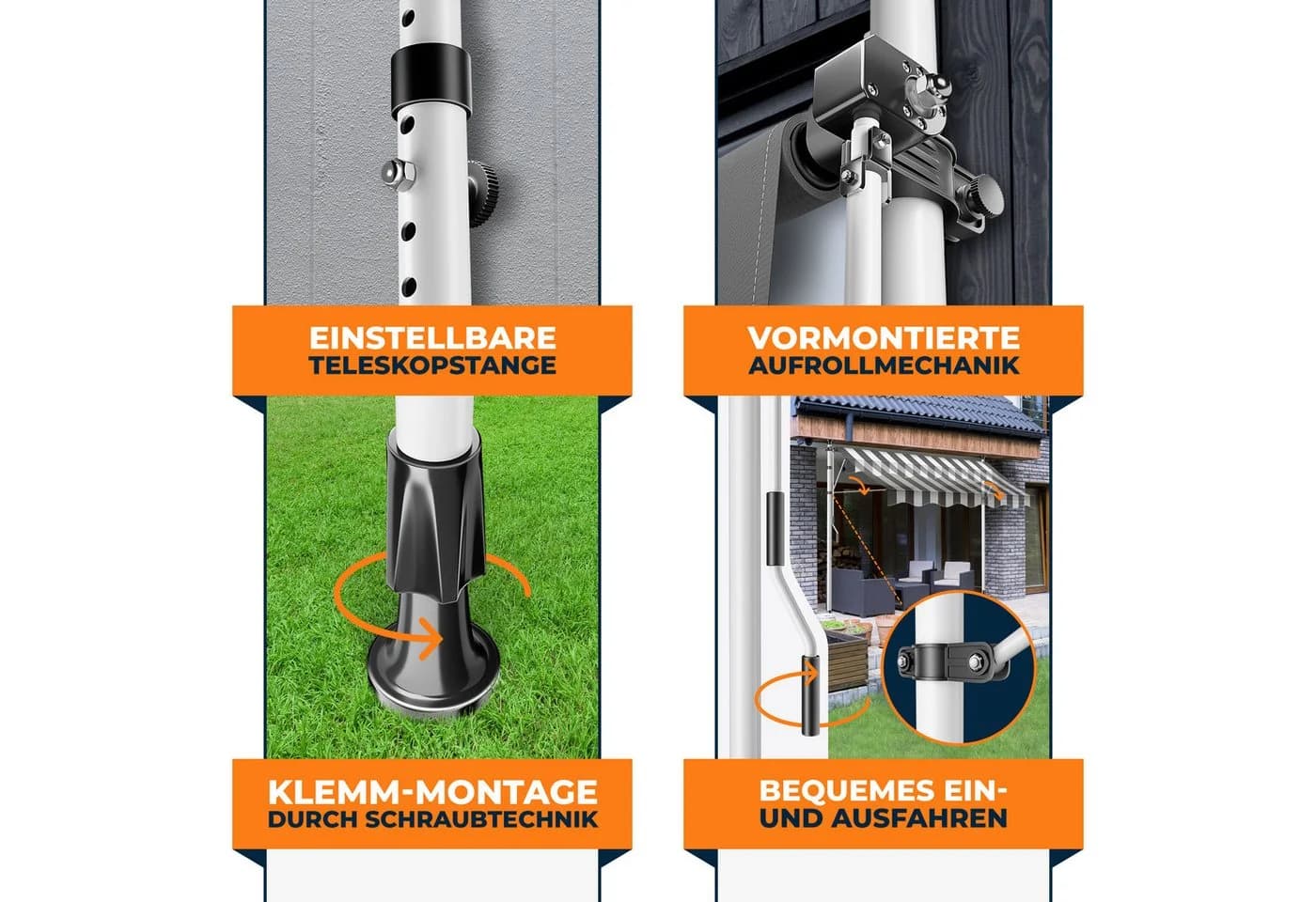 KESSER Klemmmarkise mit Handkurbel Balkon UV-beständig höhenverstellbar wasserabweisend - Bild 4
