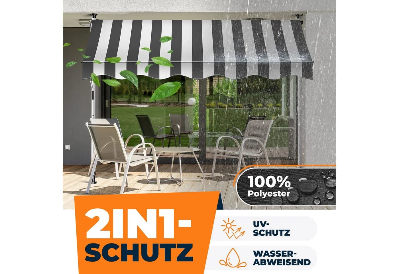 KESSER Klemmmarkise mit Handkurbel Balkon UV-beständig höhenverstellbar wasserabweisend - Bild 5