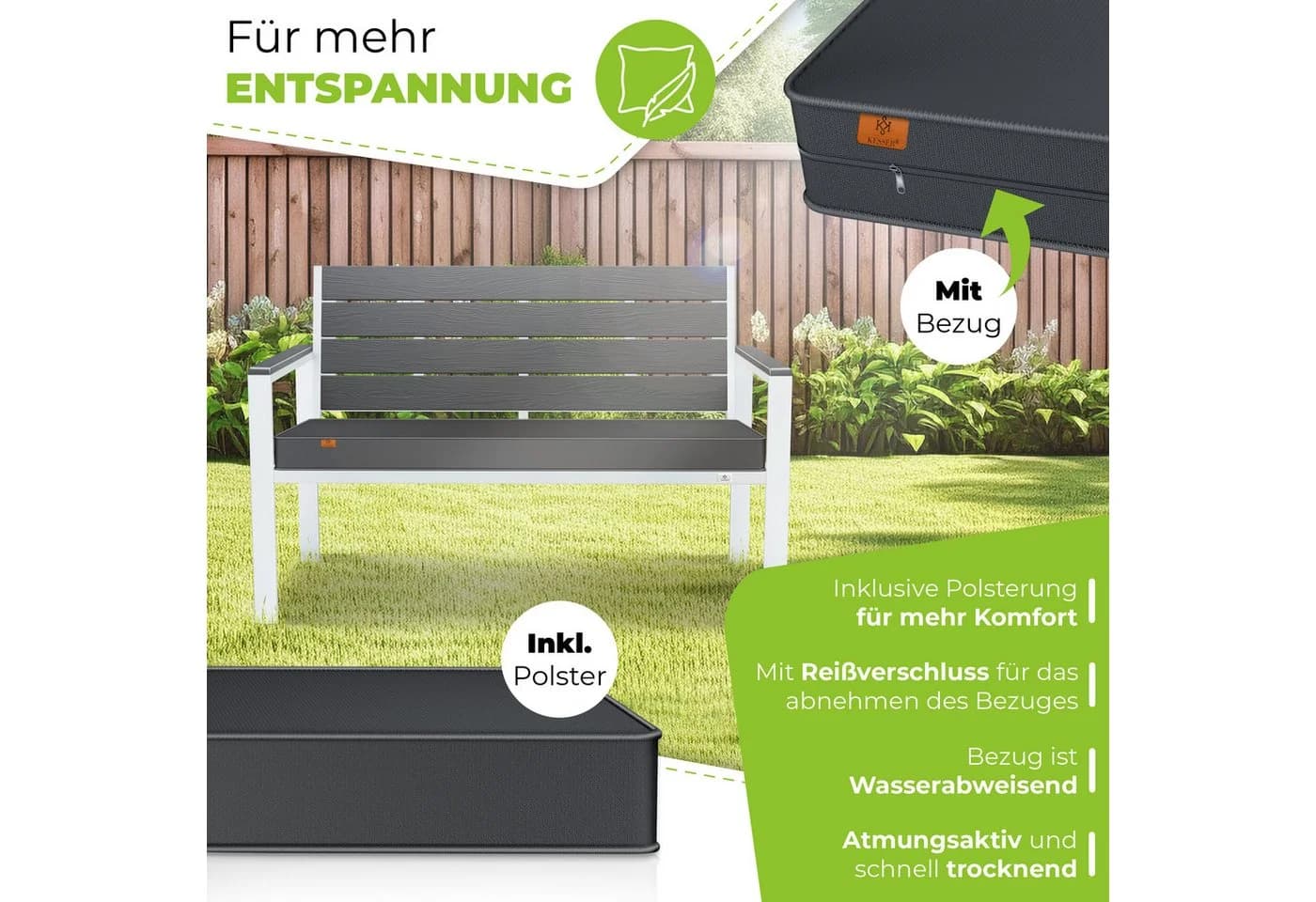 KESSER Gartenbank 2-Sitzer Holzoptik UV-beständig