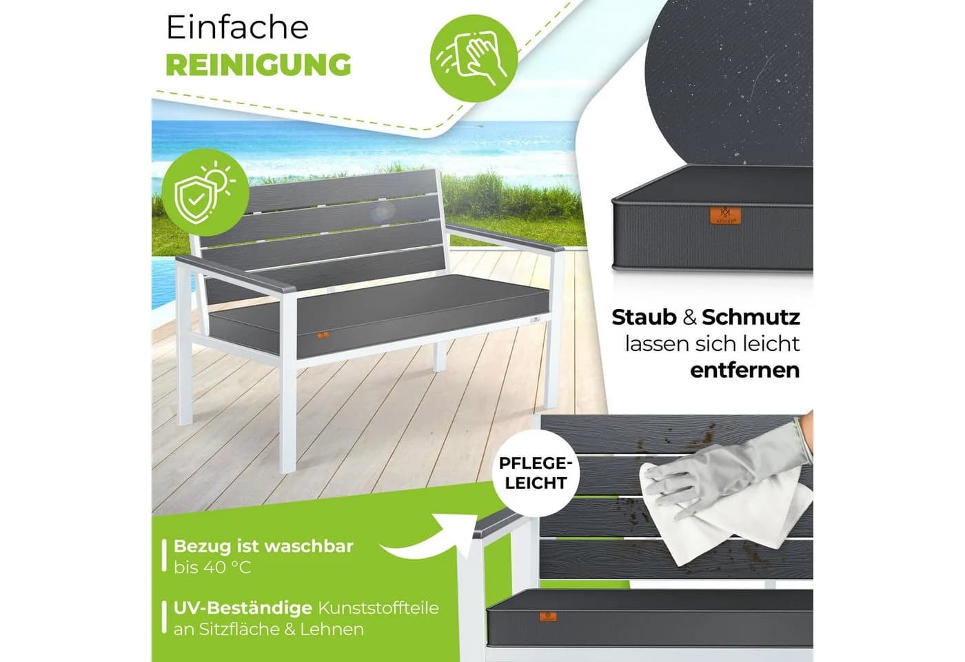 KESSER Gartenbank 2-Sitzer Holzoptik UV-beständig - Bild 3