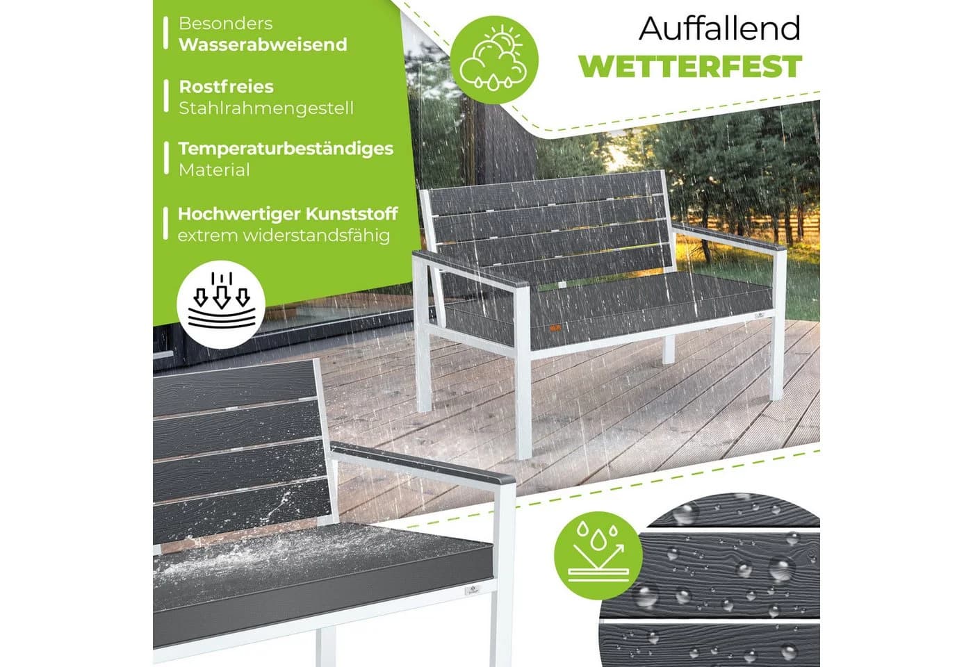 KESSER Gartenbank 2-Sitzer Holzoptik UV-beständig - Bild 4
