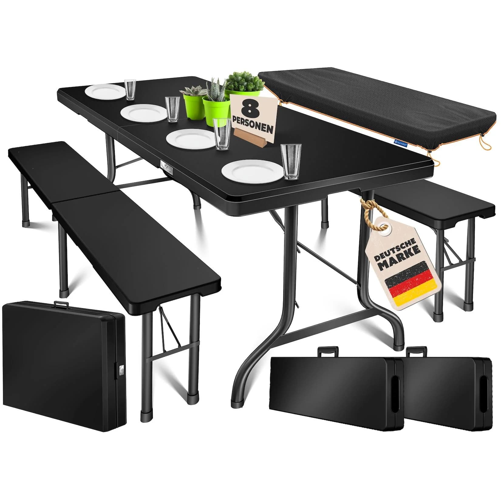 KESSER Bierzeltgarnitur 3-teilig Set Tisch & 2x Bank Buffettisch für drinnen & draußen
