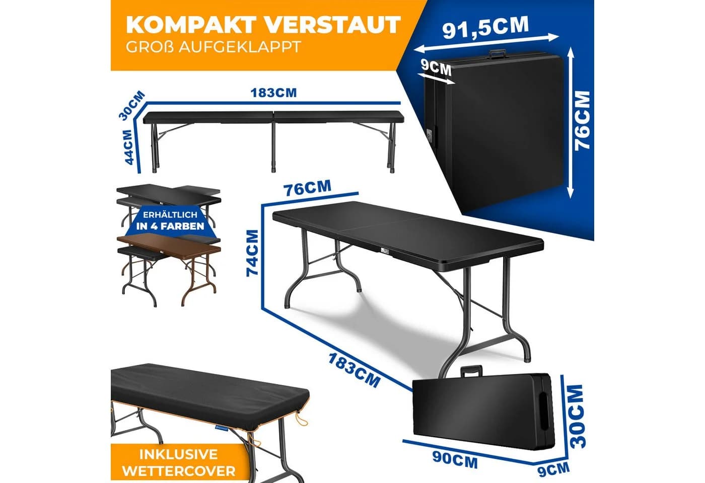 KESSER Bierzeltgarnitur 3-teilig Set Tisch & 2x Bank Buffettisch für drinnen & draußen - Bild 2