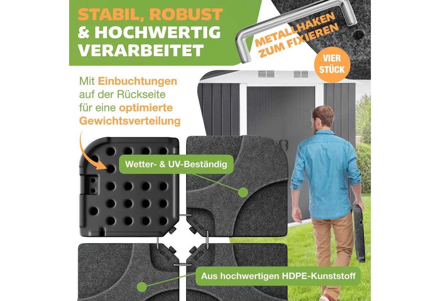 KESSER Schirmständer 4-teilig Schwarz HDPE Kunststoff - Bild 5