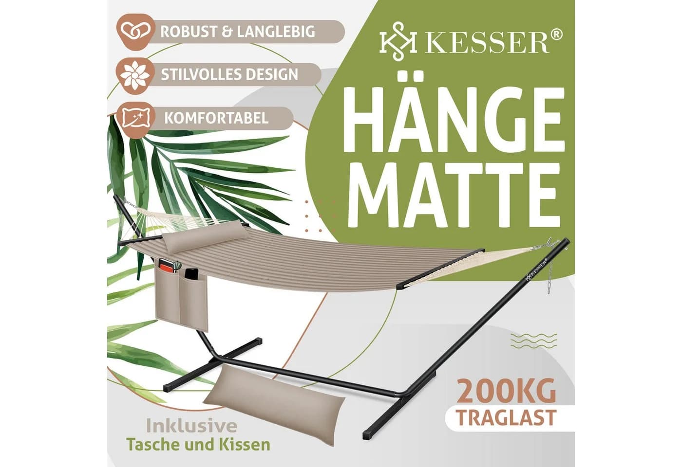 KESSER Hängematte HILL mit Gestell Doppelhängematte