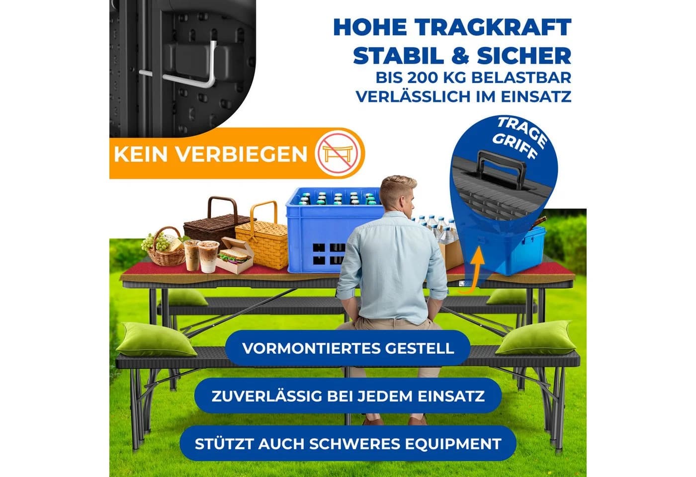 KESSER Klapptisch Rattan-Optik 183x76 cm - Bild 5