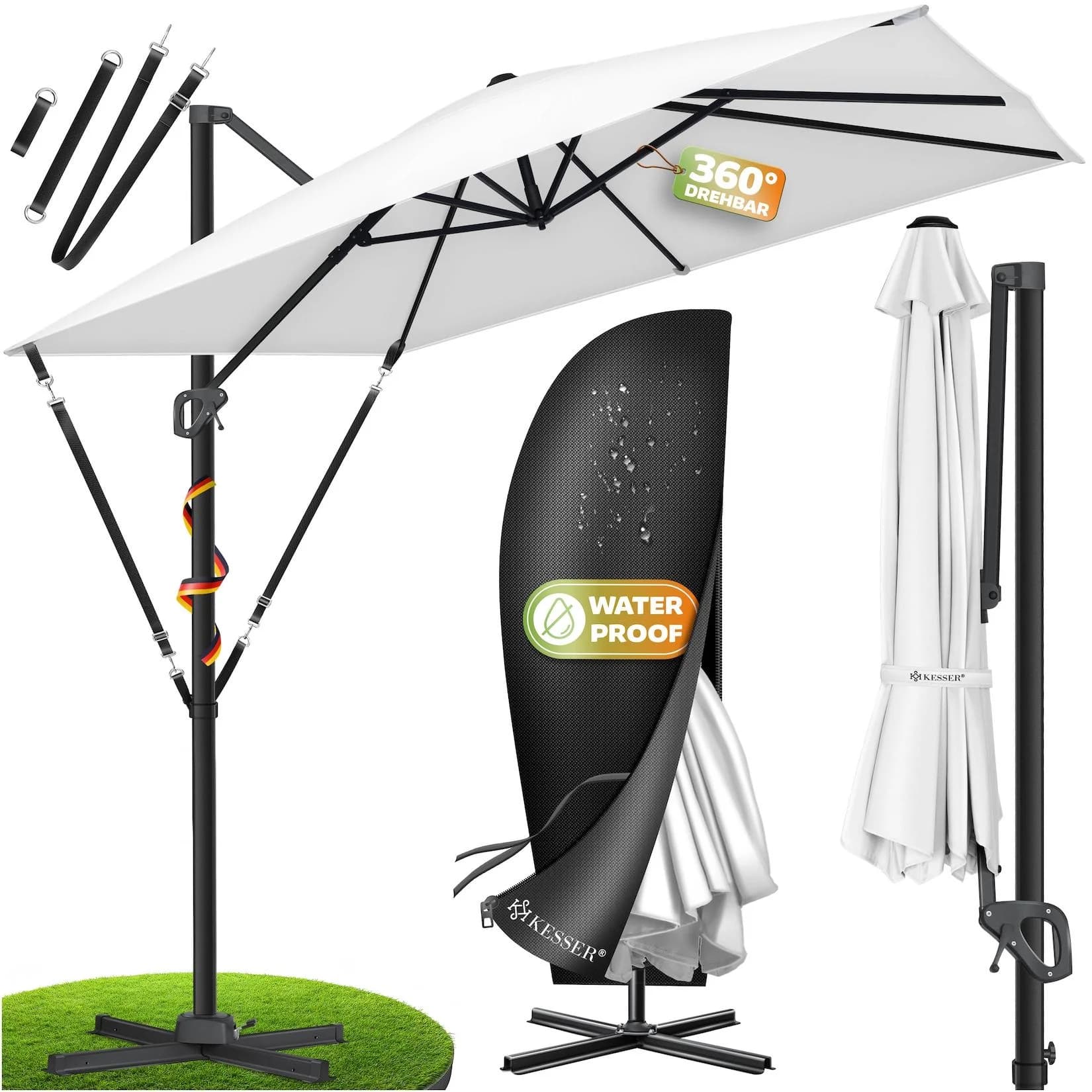 KESSER Ampelschirm SUN XL 300 300 cm