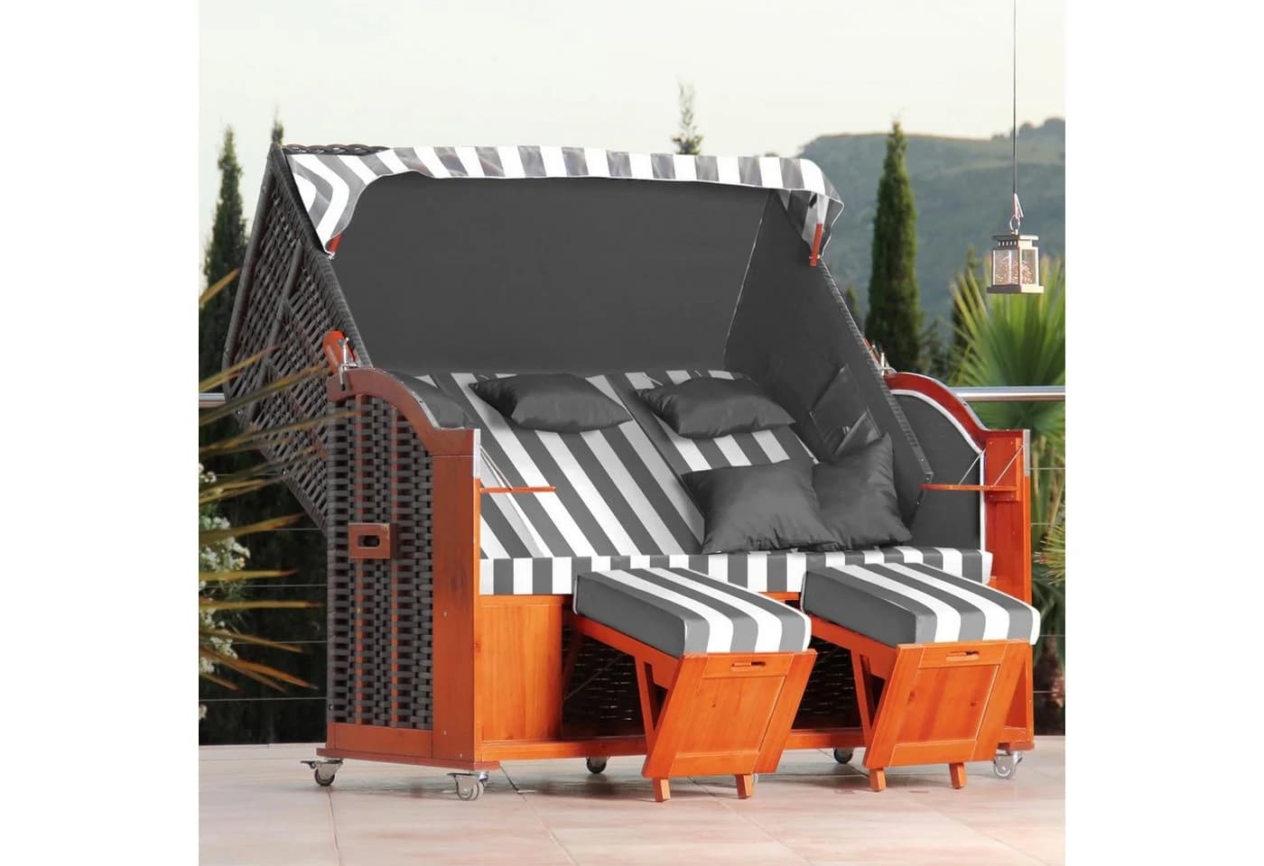 DERKORB Strandkorb Der Klassiker 2,5-Sitzer Kiefernholz Polyrattan