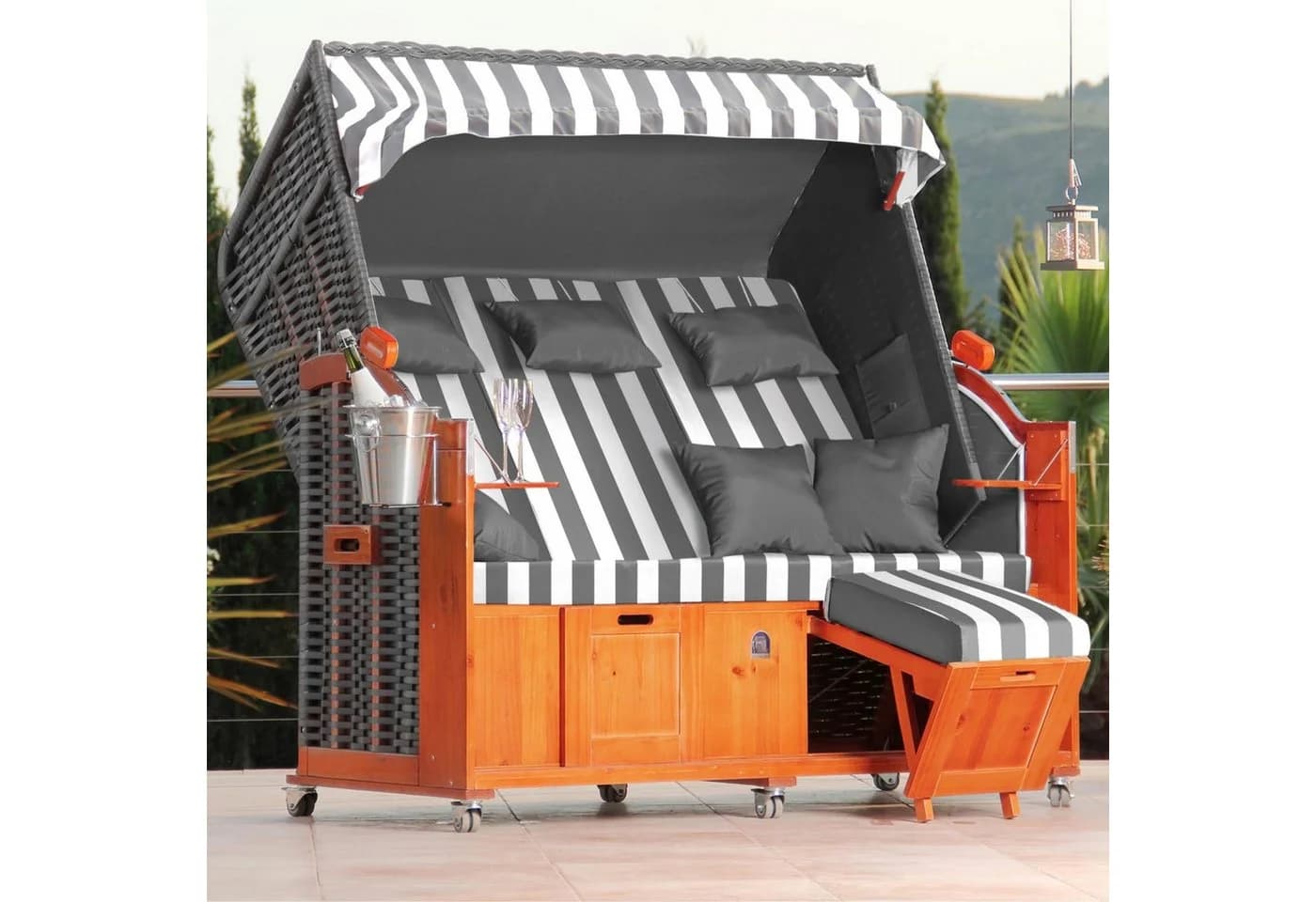 DERKORB Strandkorb Der Klassiker 2,5-Sitzer Kiefernholz Polyrattan - Bild 2