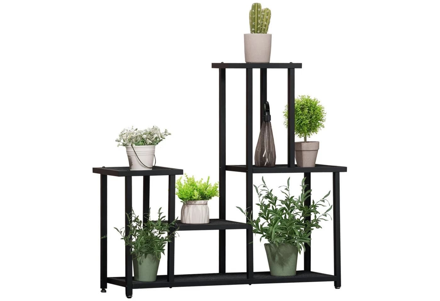 Outsunny Pflanzentreppe 4 Regale Schwarz Metall Garten Balkon