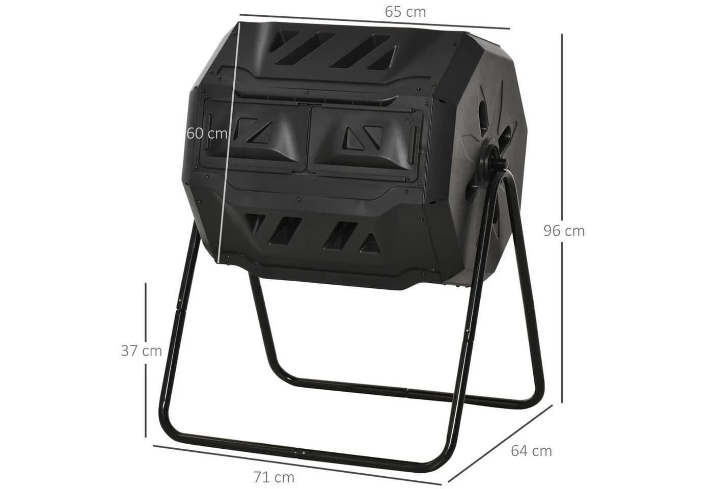 Outsunny Drehbarer Schnellkomposter 160L Schwarz - Bild 3