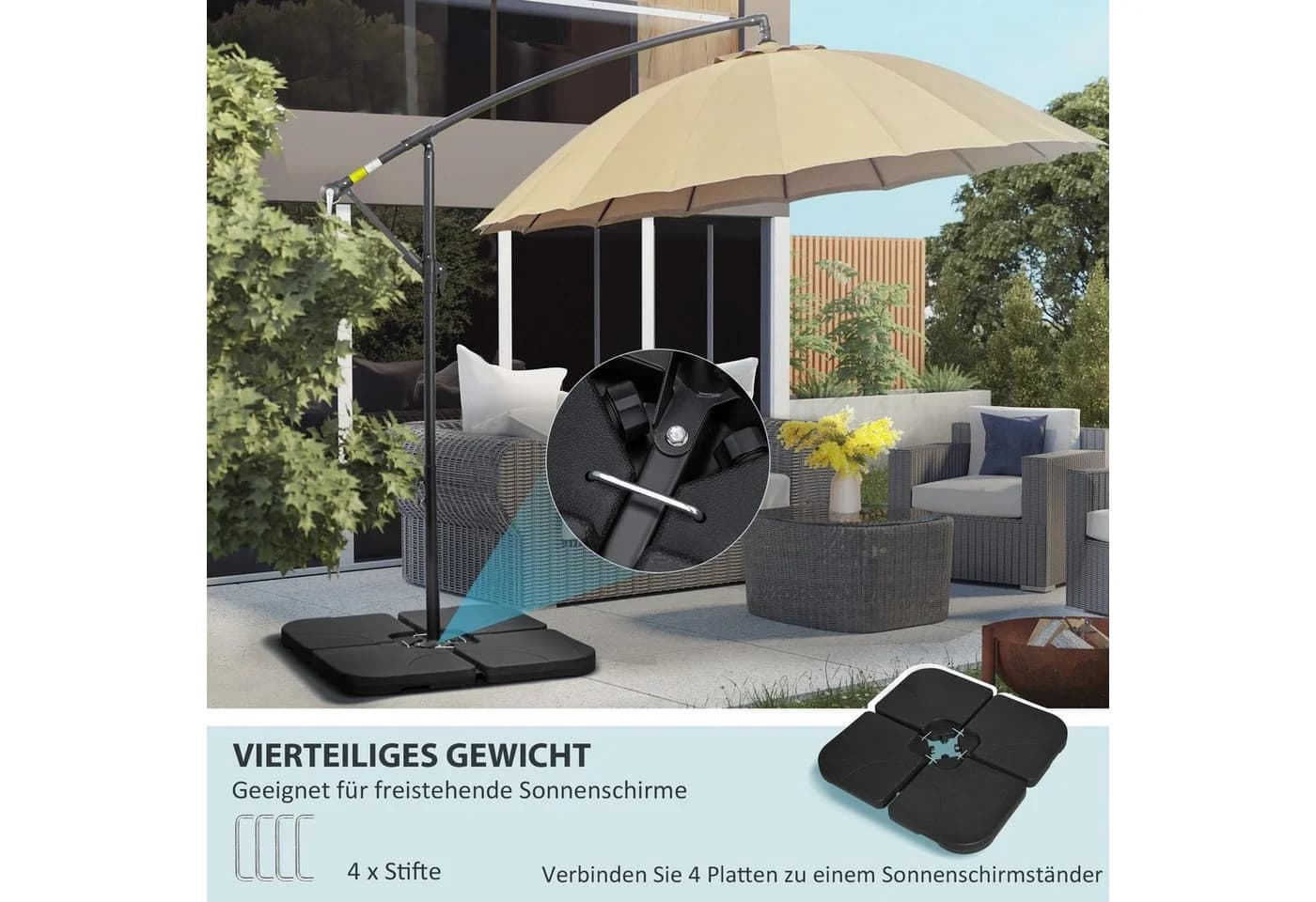 Outsunny Schirmhalter für Sonnenschirmständer Schwarz HDPE - Bild 4
